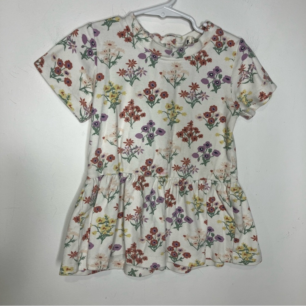 Kate Quinn floral peplum‎ top 100% organic cotton size 6Y cottagecore trendy